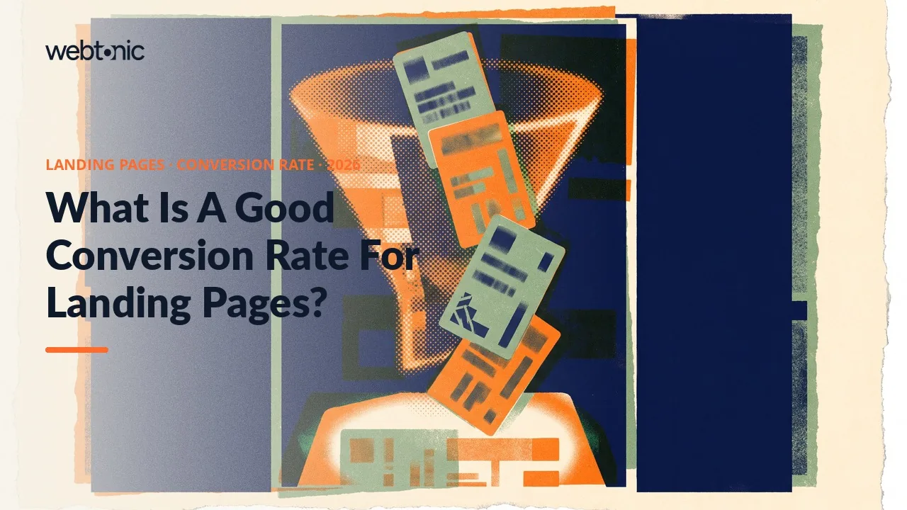 Landing page conversion rate statistics 2026 thumbnail showing the 6.6 percent all-industry median against the 14.67 percent automotive repair benchmark