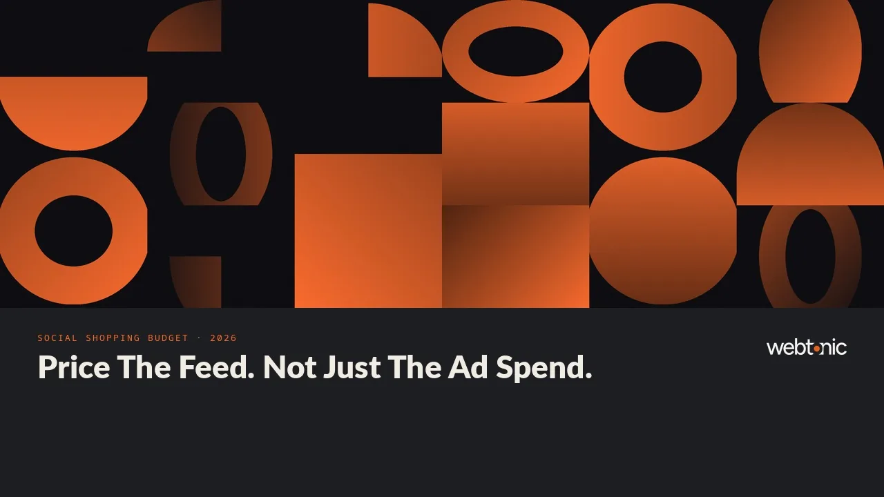 Social shopping statistics 2026 thumbnail showing US social commerce sales crossing 100 billion dollars and social media budget share rising from 14.25 to 23.06 percent
