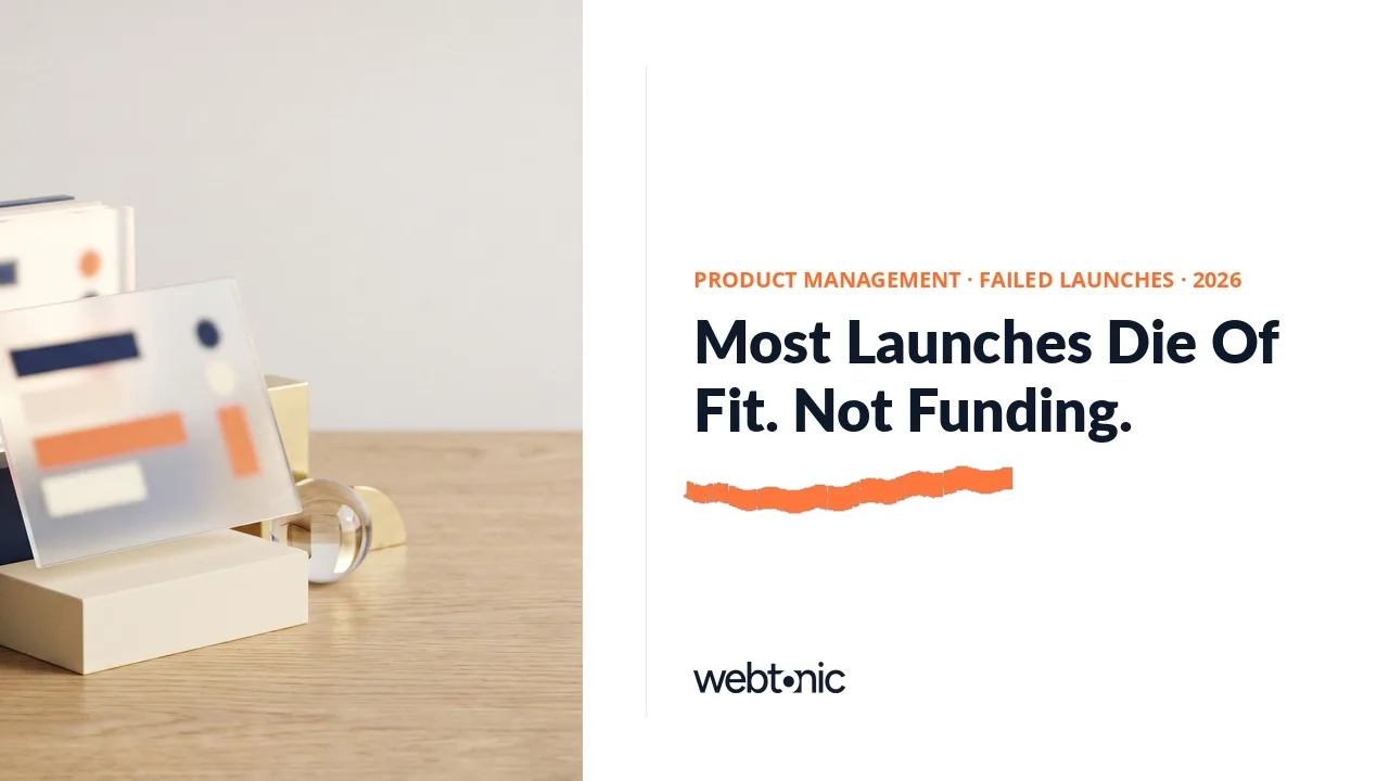 Product management statistics 2026 thumbnail showing 43 percent of startup shutdowns citing poor product-market fit against 70 percent citing capital running out
