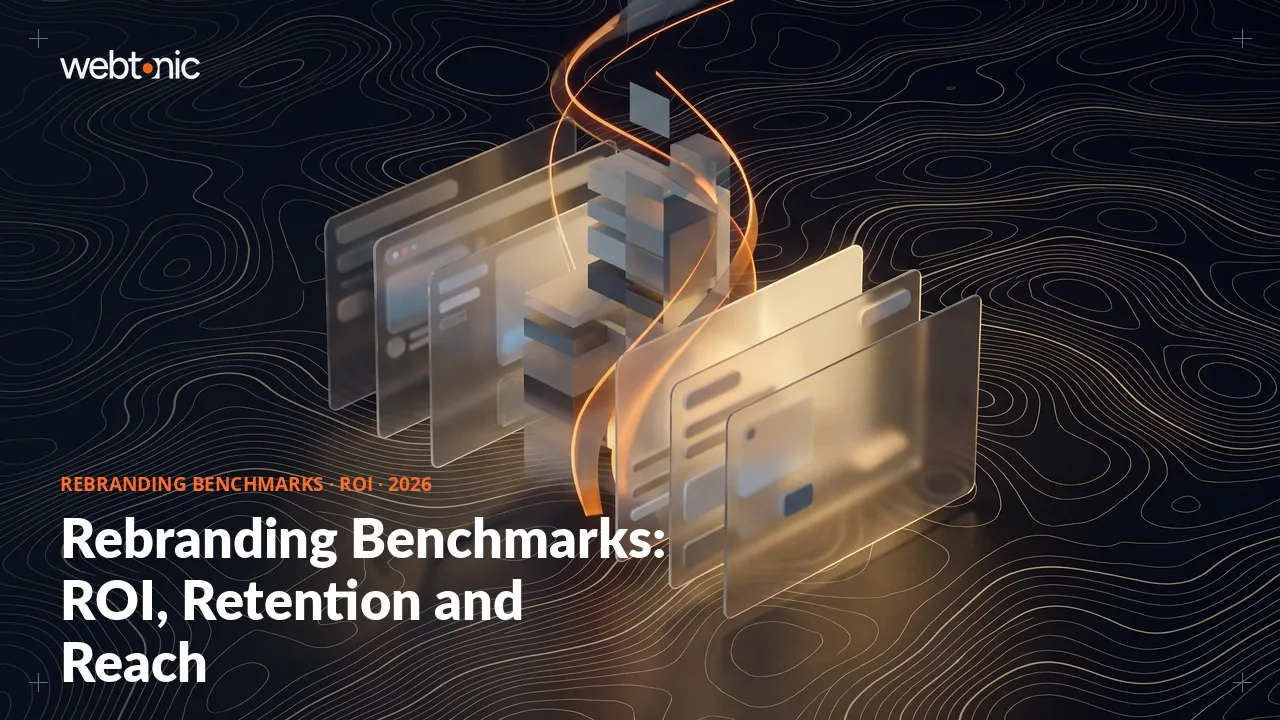 Rebranding benchmarks 2026 thumbnail showing a typical rebrand touches 215 assets over a seven month rollout, per Bynder's marketer survey