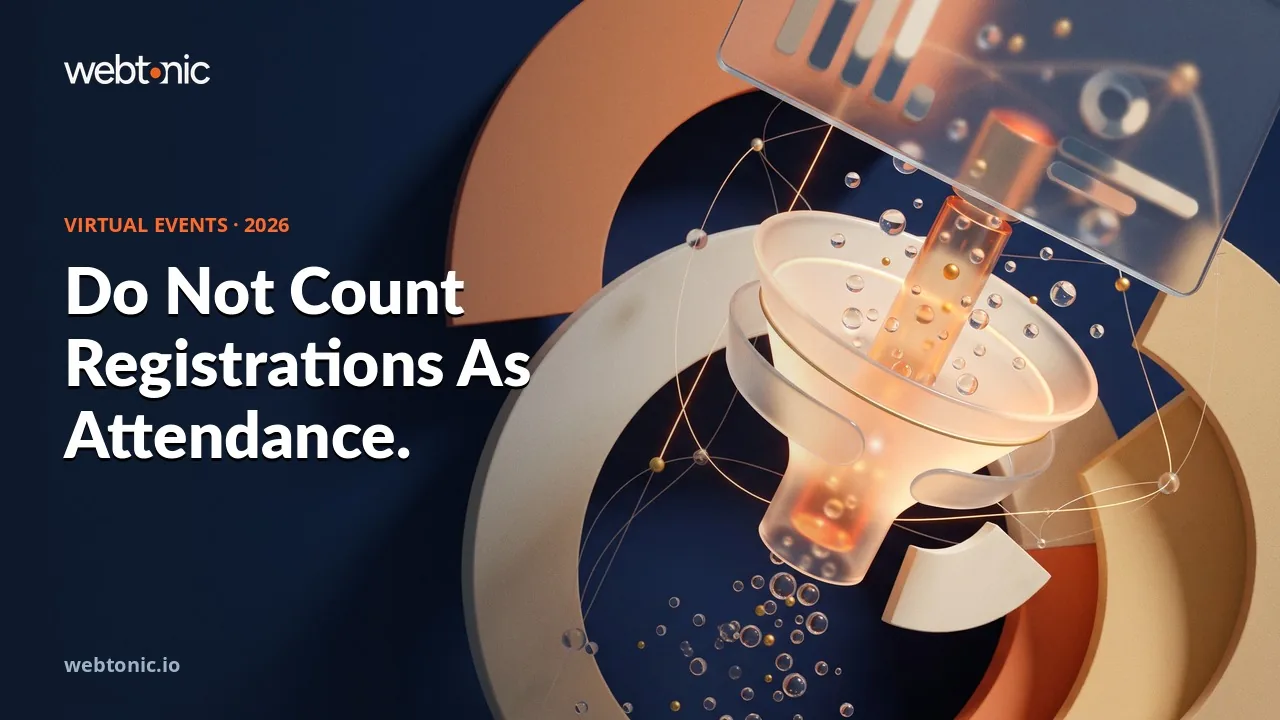 Virtual event statistics thumbnail highlighting the 33 percent average webinar attendance rate in Goldcast's 2025 report