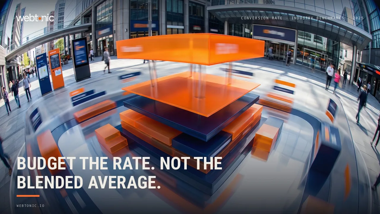 Average conversion rate by industry 2025 thumbnail showing the 7.52 percent all-industry Google Ads benchmark against a 2.55 to 14.67 percent industry range