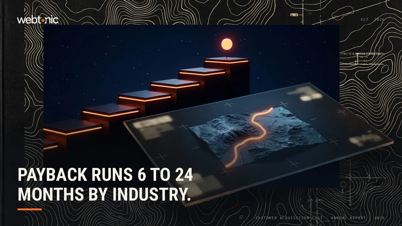 Average customer acquisition cost by industry 2026 annual report thumbnail showing CAC from 86 dollars for ecommerce to 791 dollars for real estate
