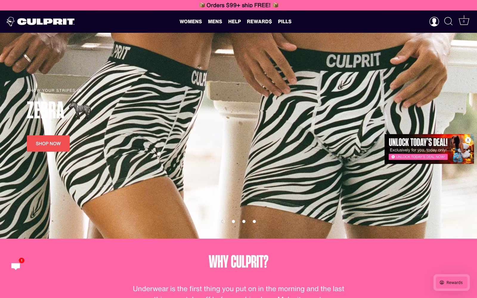 Culprit Underwear website homepage
