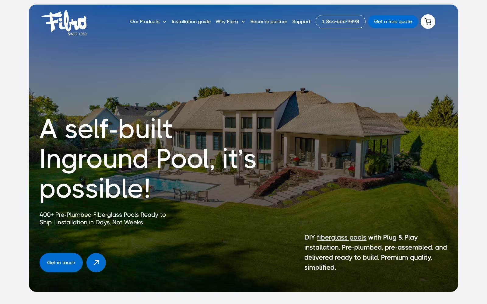 Fibro Fiberglass Pools homepage: a self-built inground pool, it's possible