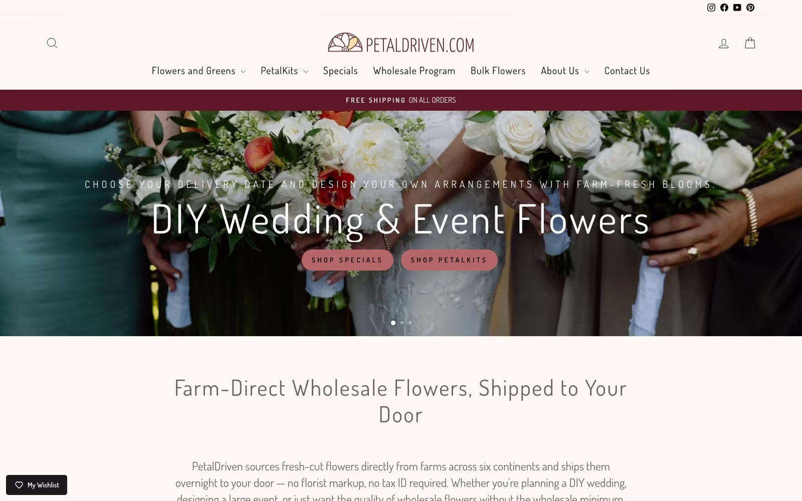 PetalDriven.com website homepage