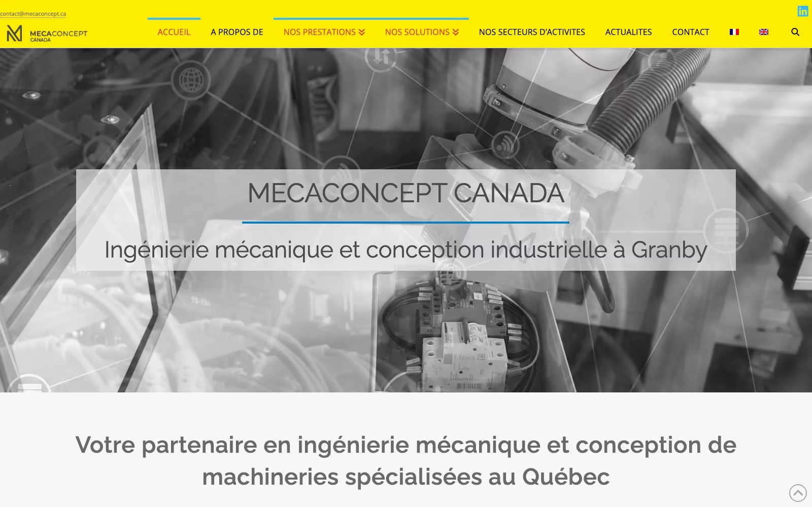 Solutions GCF / Mecaconcept Canada website homepage