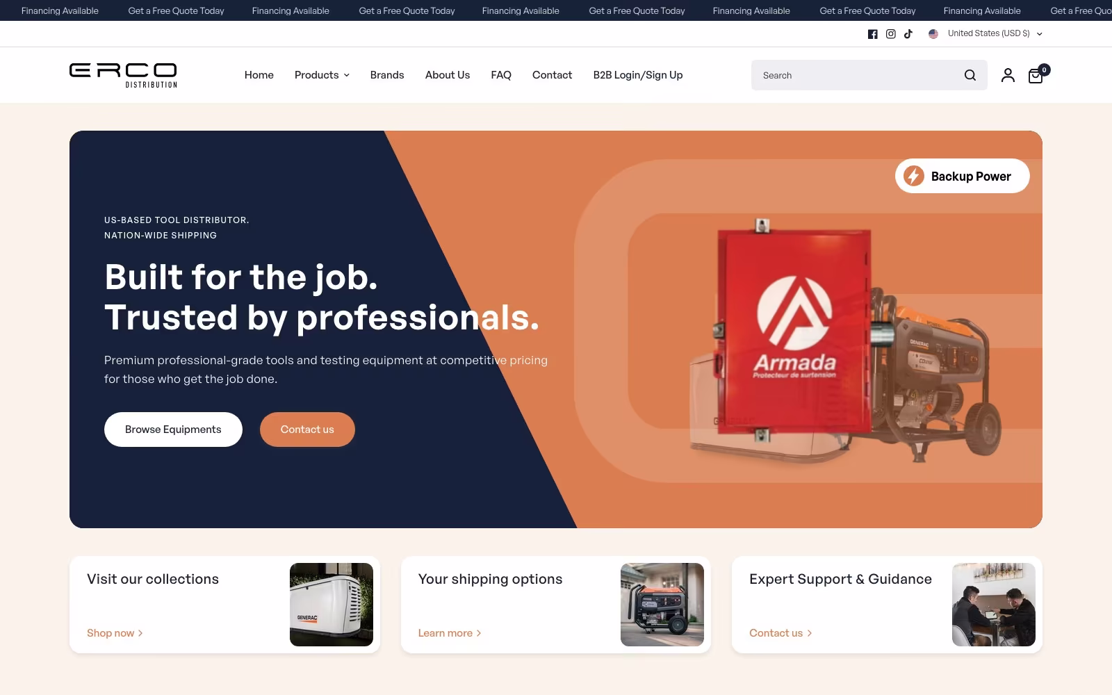 Erco Distribution homepage hero