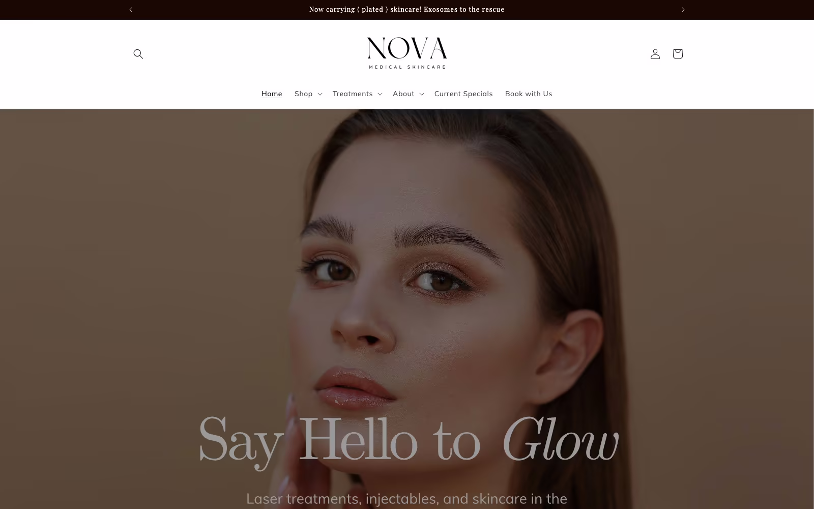 Nova Medical Skincare homepage hero
