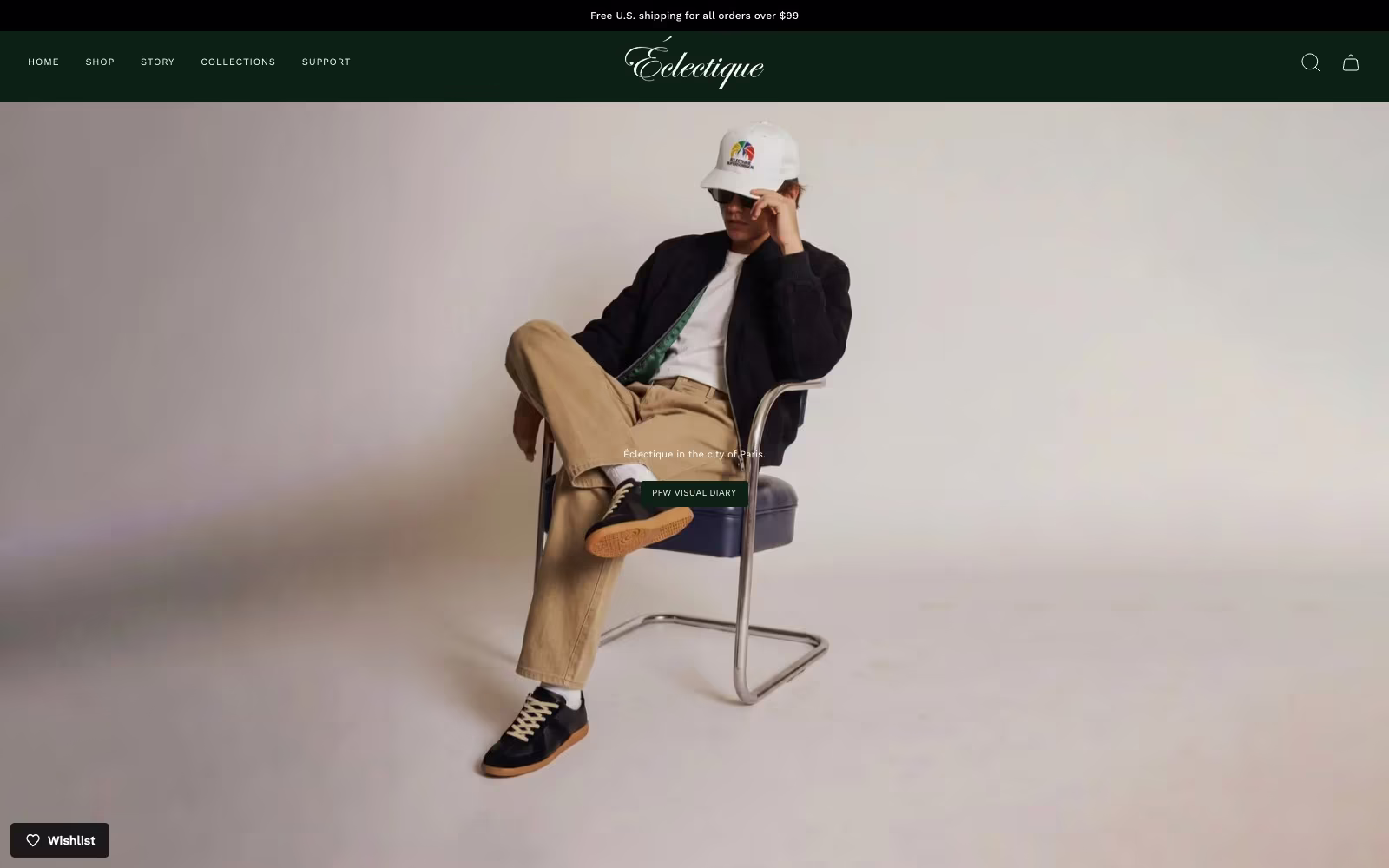 Éclectique USA website homepage