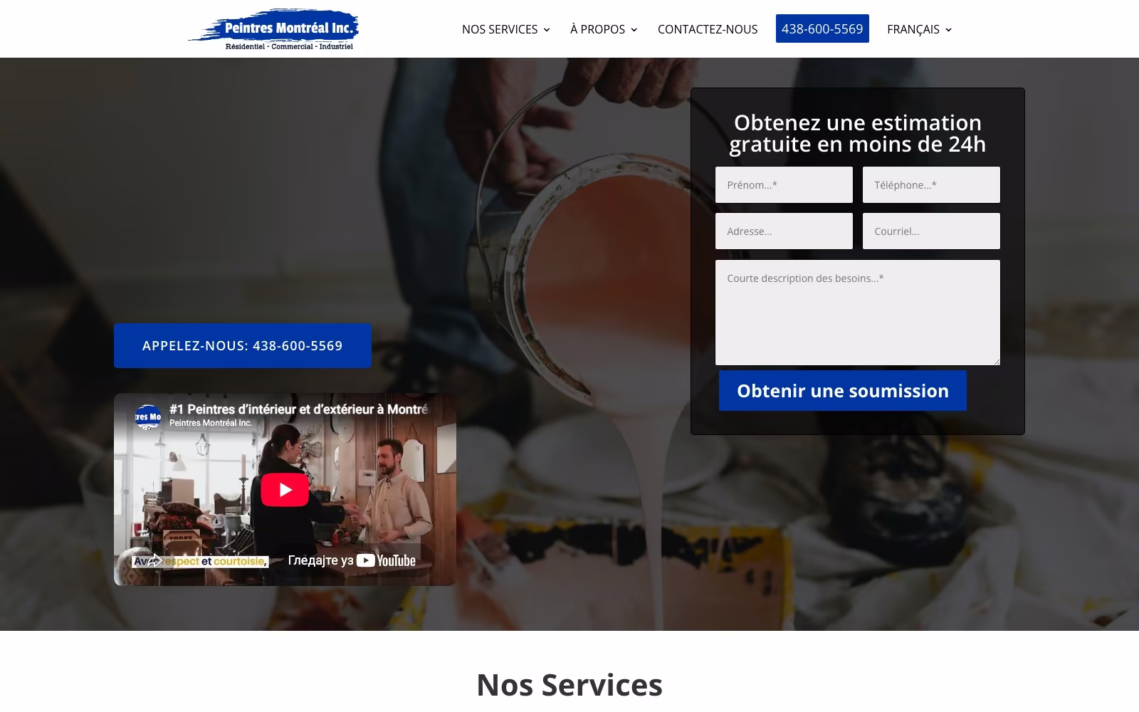 Peintres Montreal Inc. website homepage