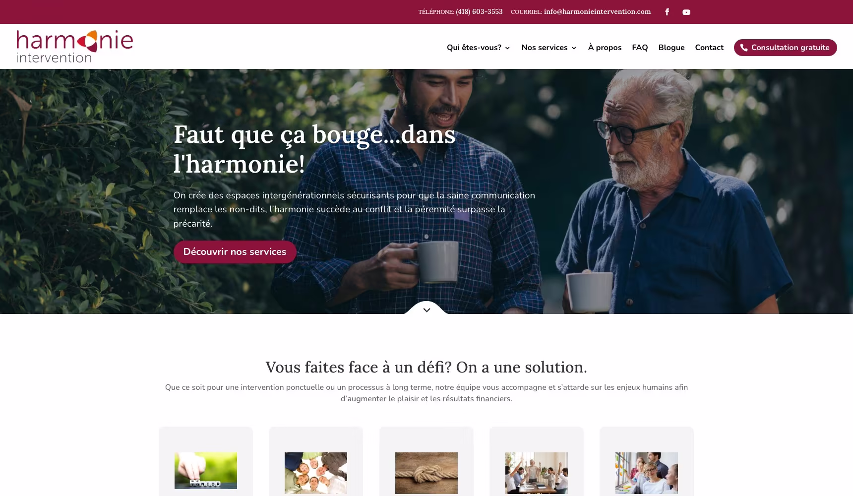 Harmonie Intervention homepage
