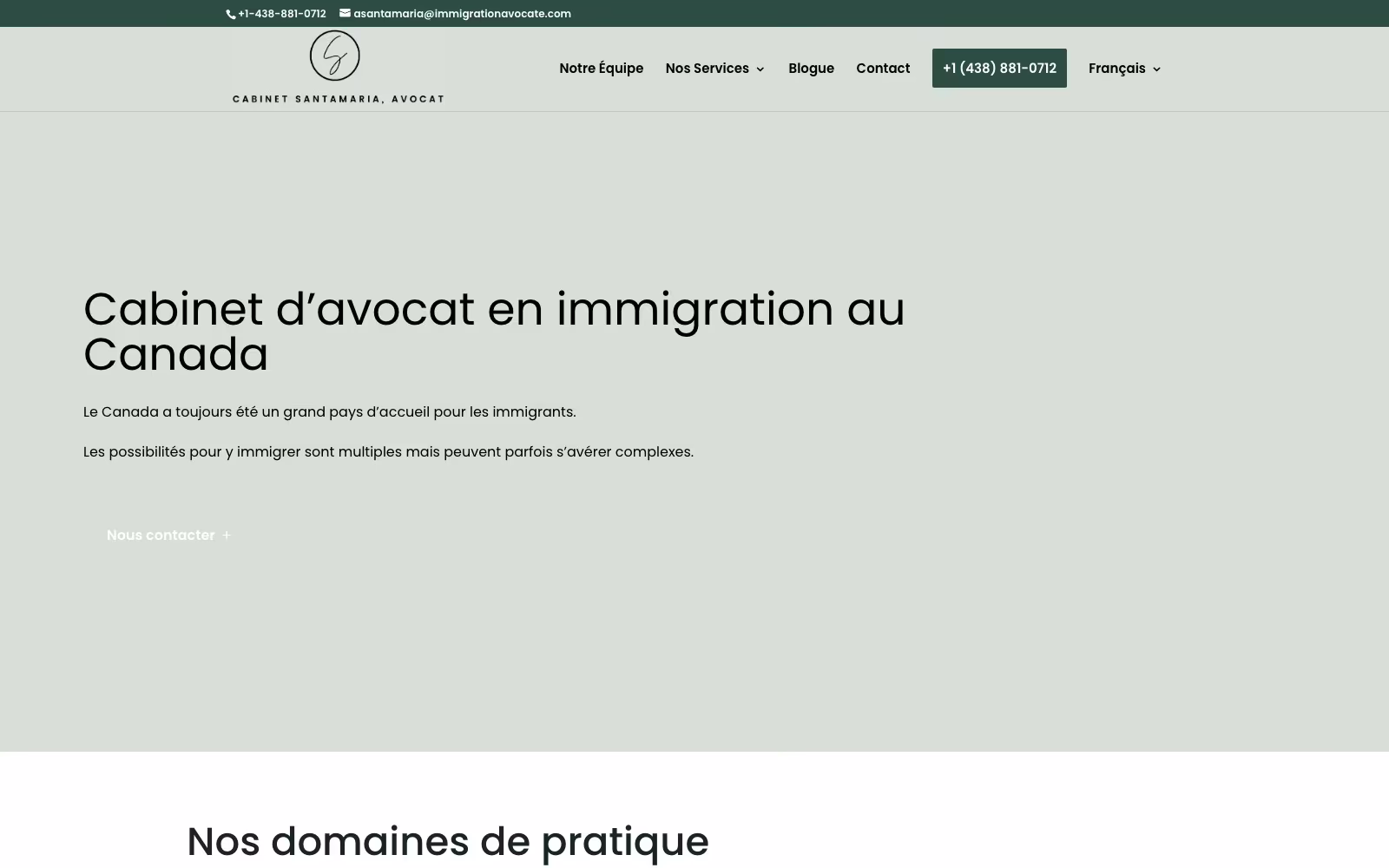 Immigration Avocate website homepage
