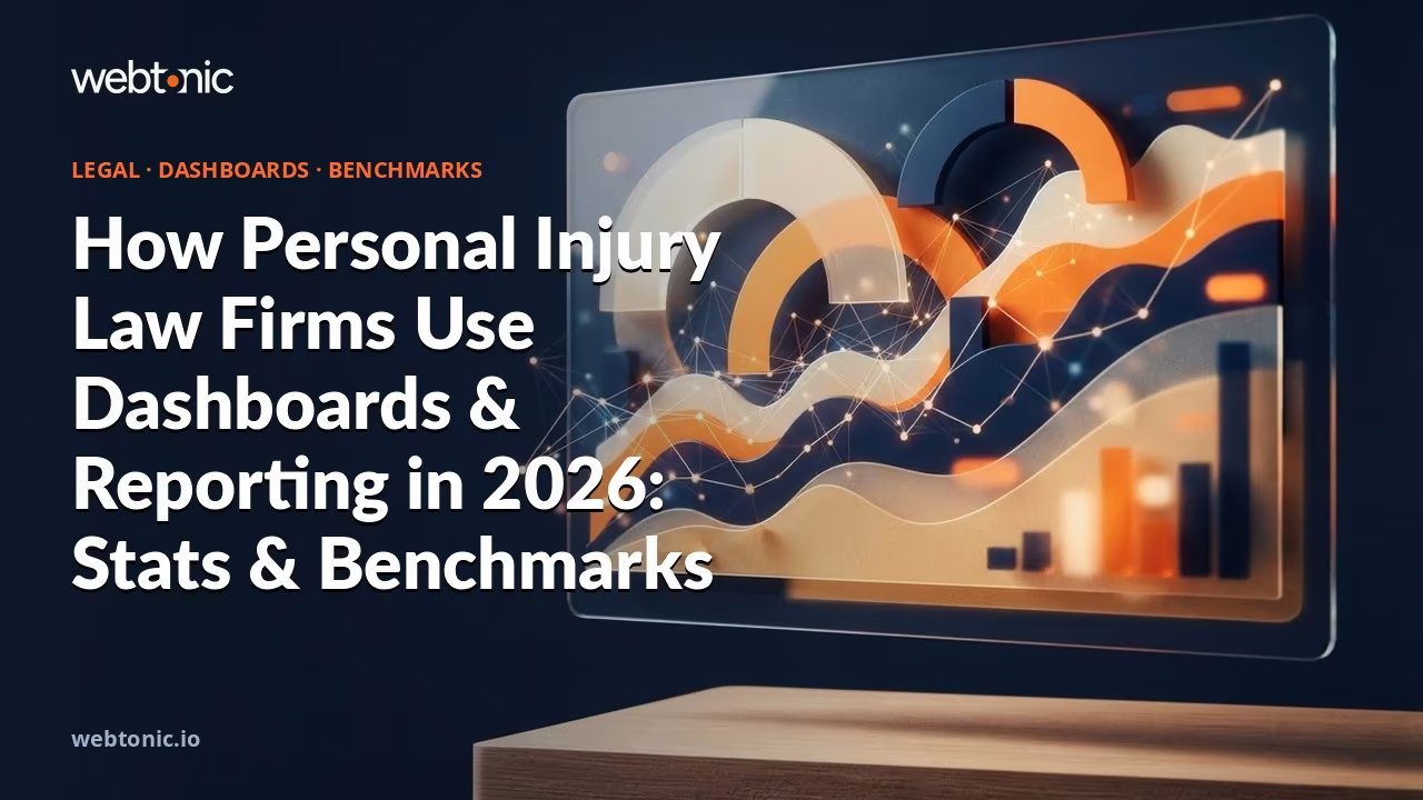 How Personal Injury Law Firms Use Dashboards & Reporting in 2026: Stats & Benchmarks — Web Tonic blog thumbnail