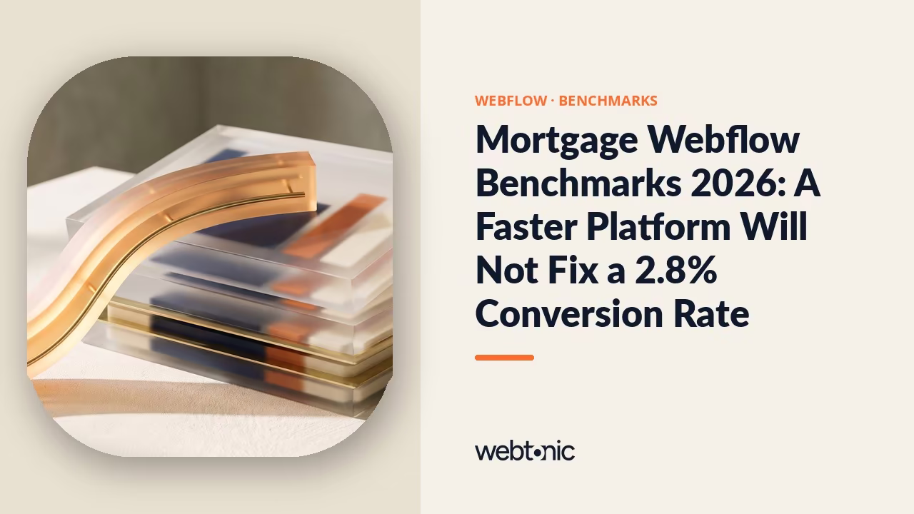 Mortgage Webflow Benchmarks 2026: A Faster Platform Will Not Fix a 2.8% Conversion Rate — Web Tonic blog thumbnail