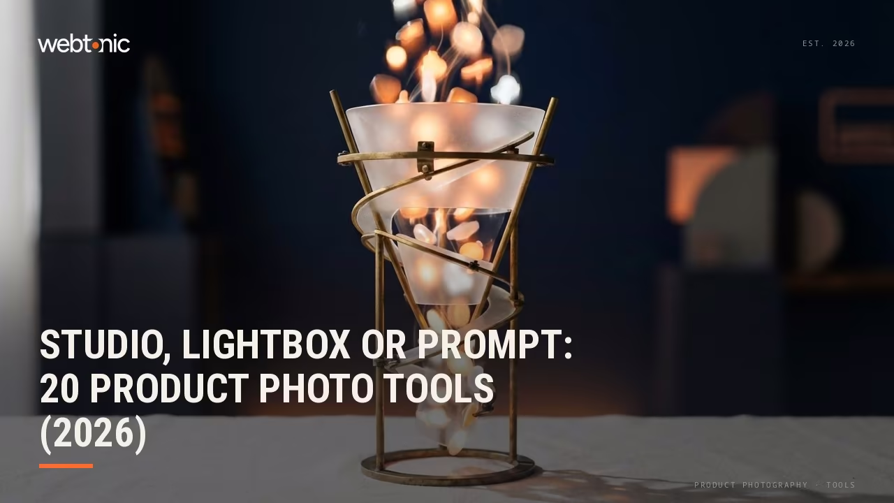 Studio, Lightbox or Prompt: 20 Product Photo Tools (2026) — Web Tonic blog thumbnail