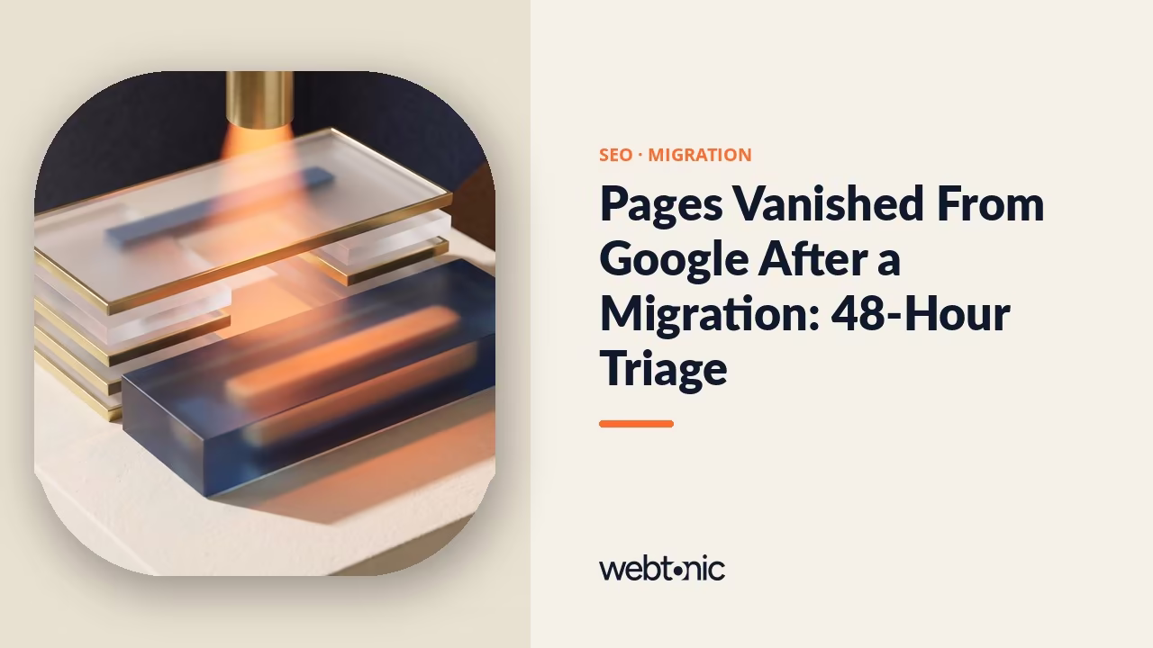 Pages Vanished From Google After a Migration: 48-Hour Triage — Web Tonic blog thumbnail