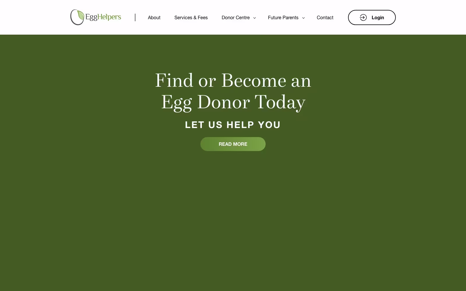 Egg Helpers website homepage