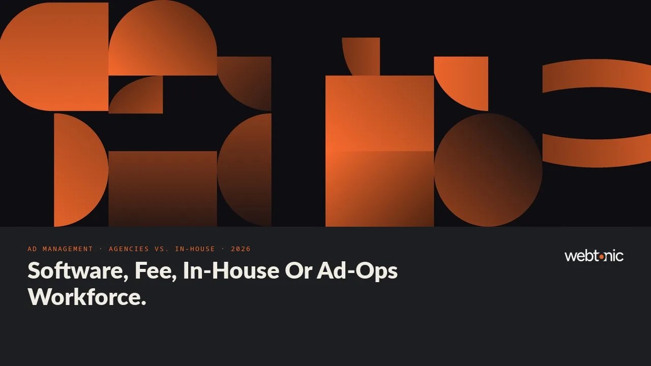Advertising management statistics 2026 thumbnail showing the USD 18.11 billion ad campaign management software market and 82 percent fee-based agency compensation