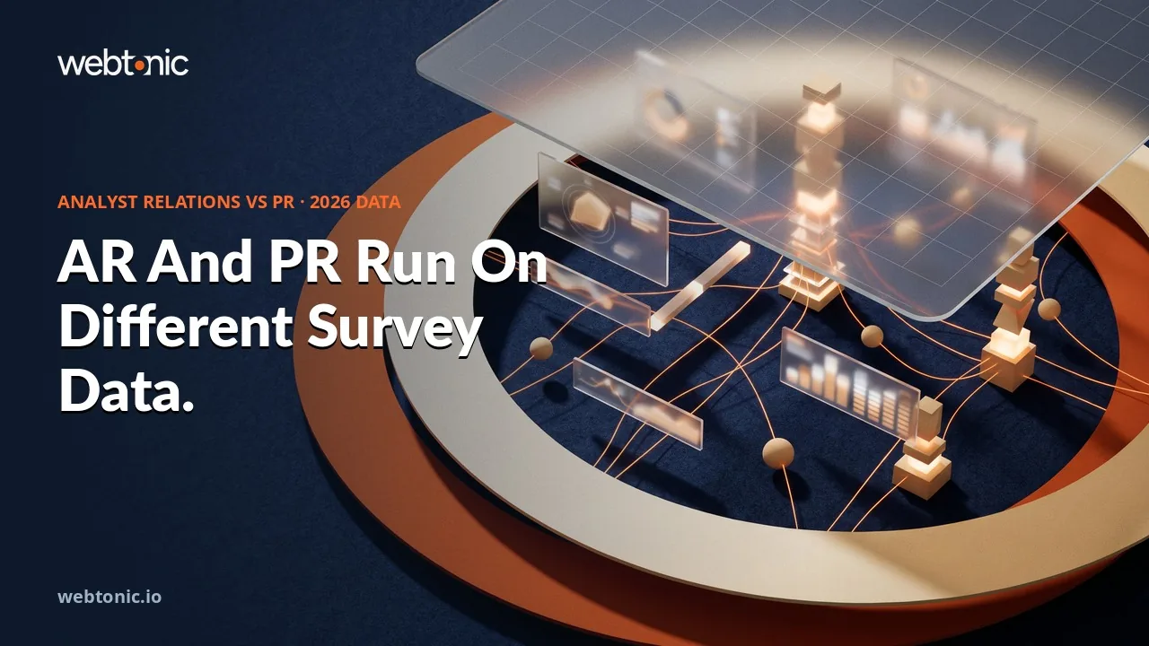 Analyst relations versus PR statistics 2026 thumbnail showing the 25-point gap between vendors wanting to influence analysts and vendors wanting to learn from them