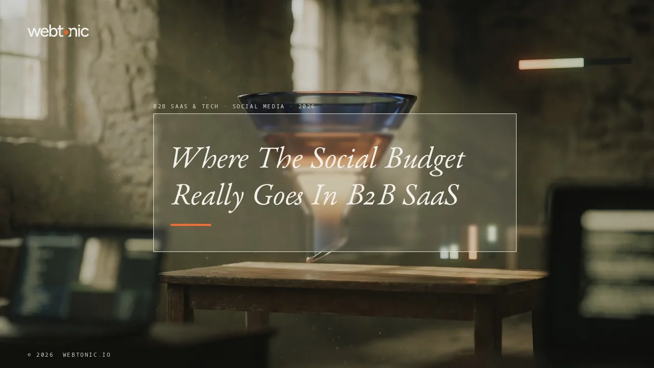 Where B2B SaaS and tech social media marketing budgets are going in 2026 thumbnail showing social media management at 18 percent against video marketing at only 5 percent