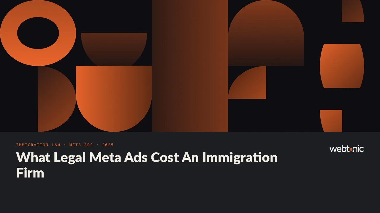 Immigration law Meta ads statistics 2025 thumbnail showing a USD 4.10 median cost per click on legal-services lead campaigns and a 10.53 percent conversion rate