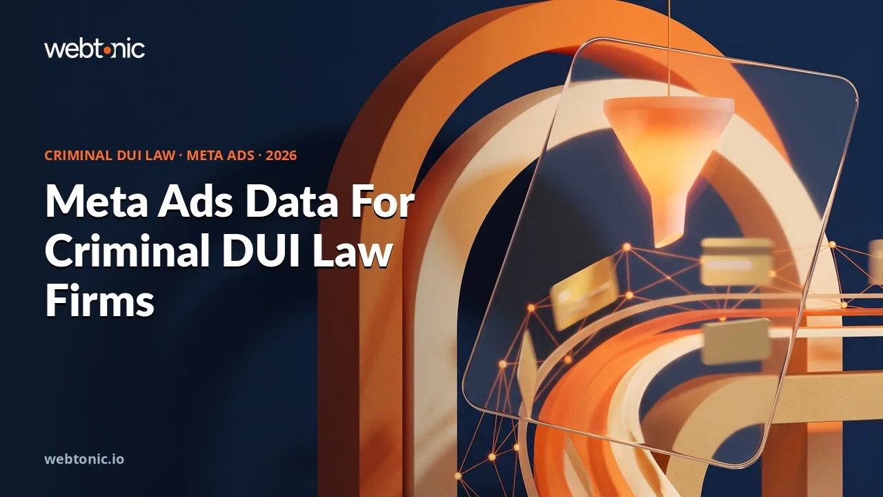 Criminal DUI law Meta Ads statistics thumbnail showing the 2025 Facebook cost per lead of 18 dollars and 17 cents for legal advertisers