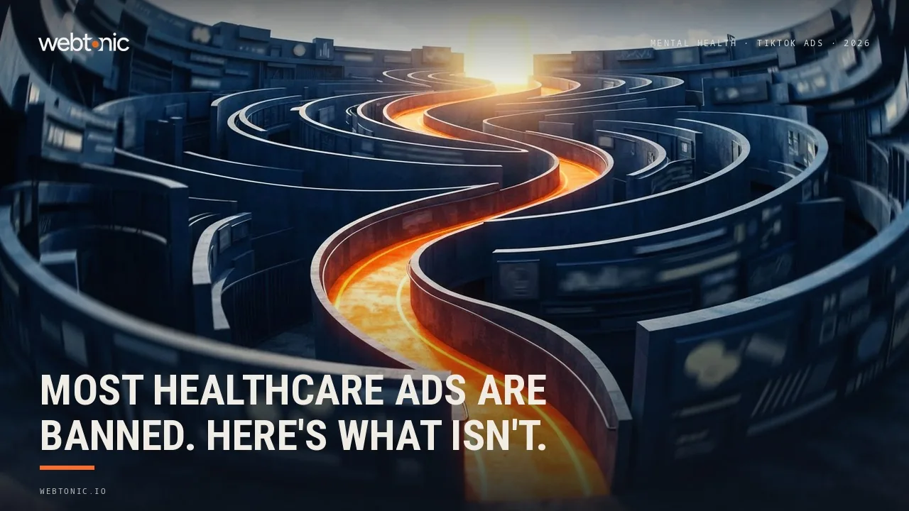 Mental health TikTok ads statistics 2026 thumbnail showing 34 percent of teens getting mental health information from social media, per Pew Research 2025