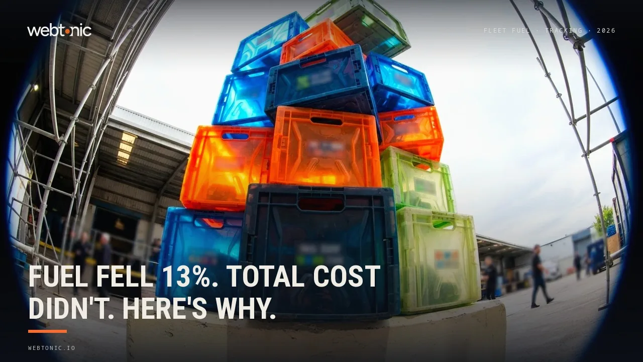 Trucking and logistics fleet fuel and analytics statistics 2026 thumbnail showing fuel cost per mile falling to USD 0.481 while non-fuel cost per mile hit a record USD 1.779