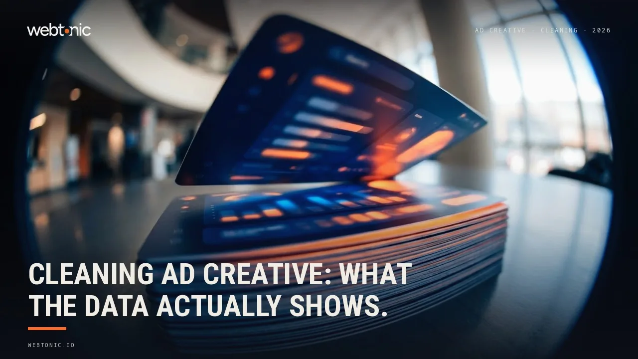 Cleaning services ad creative statistics 2026 thumbnail showing a 5.22 percent Meta proxy conversion rate against Meta's own 46 percent lower cost per action from creative diversification