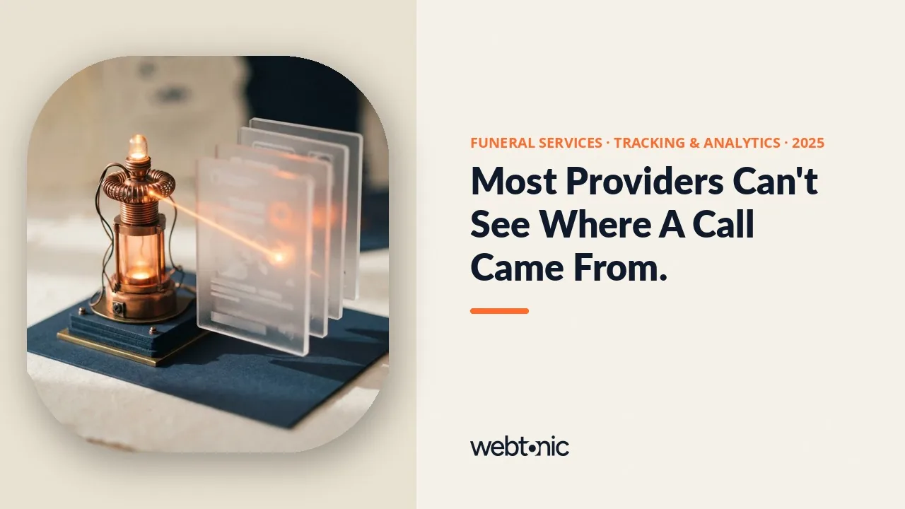 Funeral services tracking and analytics statistics 2025 thumbnail showing only 64 percent of funeral industry companies running any website analytics tag