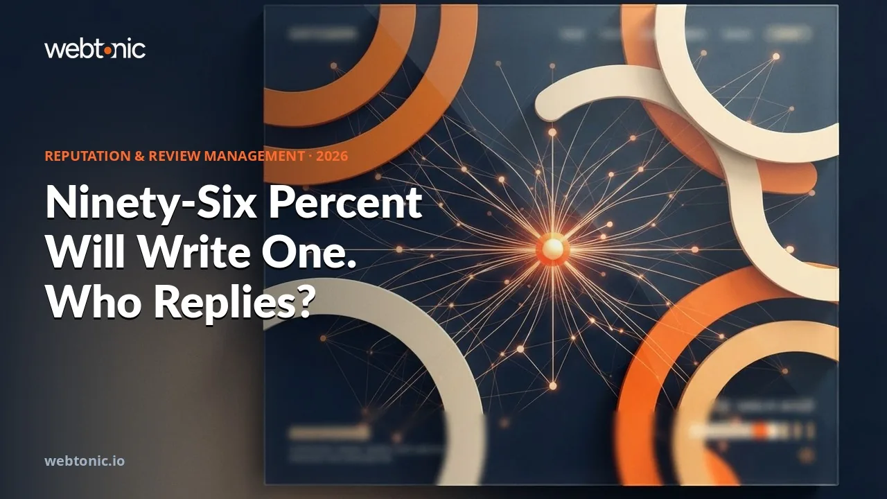 Reputation and review management benchmark statistics 2026 thumbnail showing 96 percent of consumers open to writing a review and just 7 percent expecting no reply