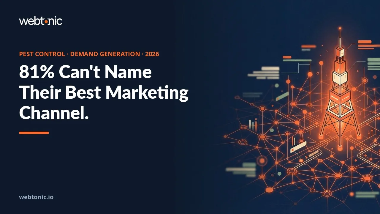 Pest control demand generation statistics 2026 thumbnail showing 81 percent of operators cannot identify which marketing channel drives their results