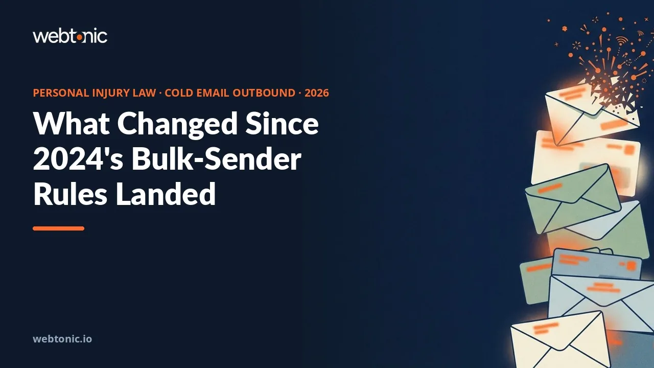 Personal injury law cold email outbound statistics thumbnail showing how reply rates changed since the 2024 Google and Yahoo bulk sender rules