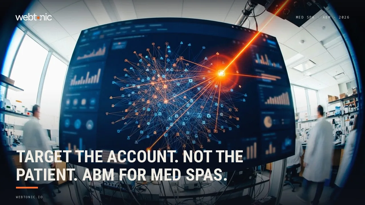 Med spa aesthetics account based marketing statistics 2026 thumbnail showing a 58.7 percent win rate for accounts run with four advertising products active