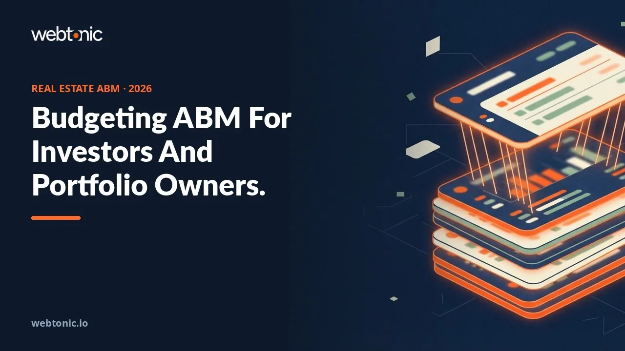 Real estate account-based marketing statistics 2026 thumbnail showing ABM claiming 28 to 30 percent of B2B marketing budget for investor and portfolio-owner accounts