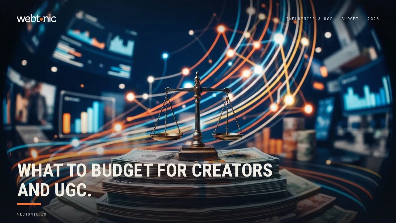 Influencer and UGC marketing budget statistics thumbnail showing average creator prices from USD 195 for UGC content to USD 398 for a Twitch sponsorship