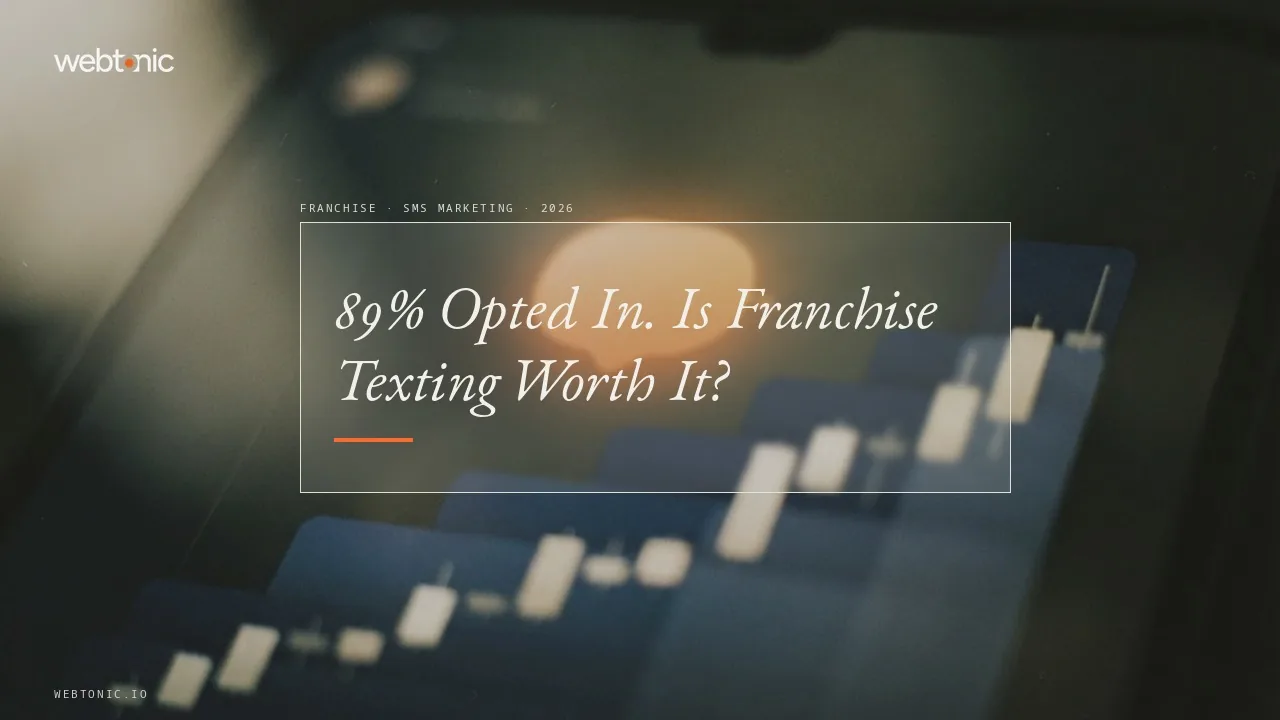 Franchise SMS marketing statistics 2026 thumbnail showing business text opt-in rising from 66 percent in 2021 to 89 percent in 2026, per EZ Texting's own survey