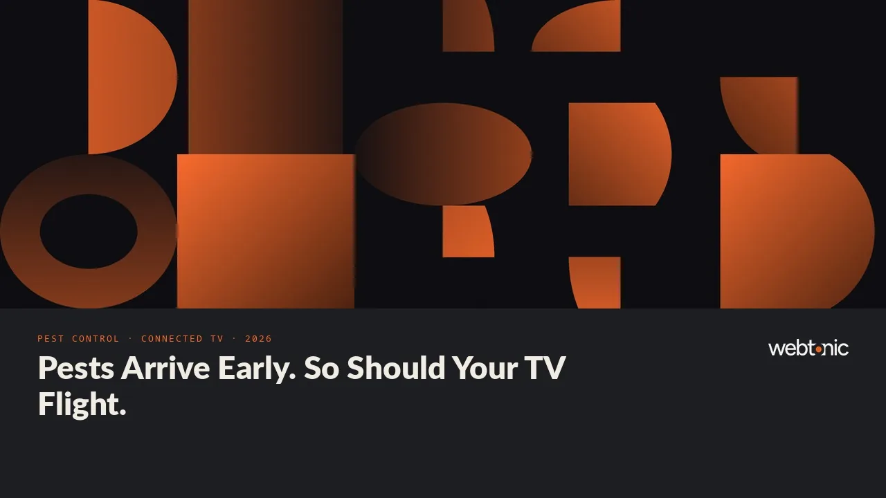 Pest control CTV advertising statistics 2026 thumbnail showing streaming at 49.0 percent of US TV time in July 2026