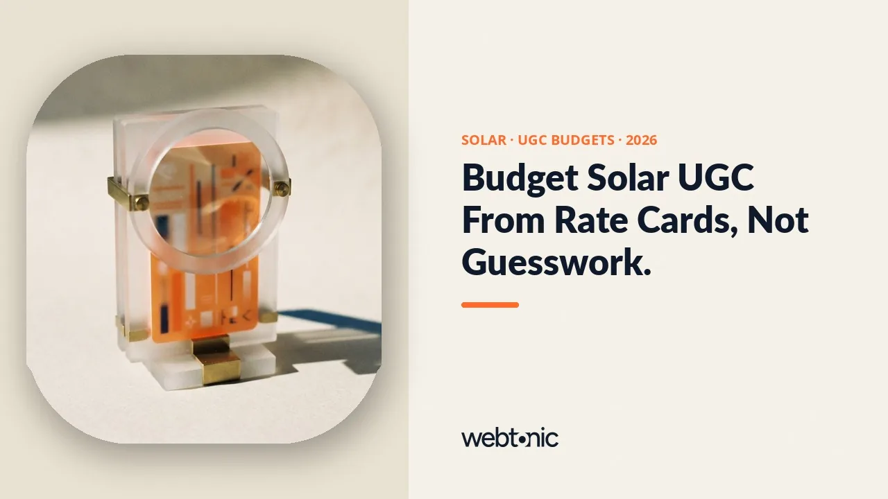 Solar UGC campaign budget data 2026 thumbnail showing an average UGC creator rate of 195 US dollars