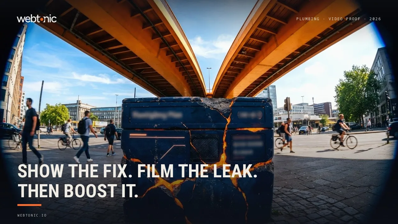 Plumbing influencer and UGC marketing data 2026 thumbnail showing a 6 percent engagement rate on long-form YouTube creator video and 59 percent of homeowners favouring contractor video