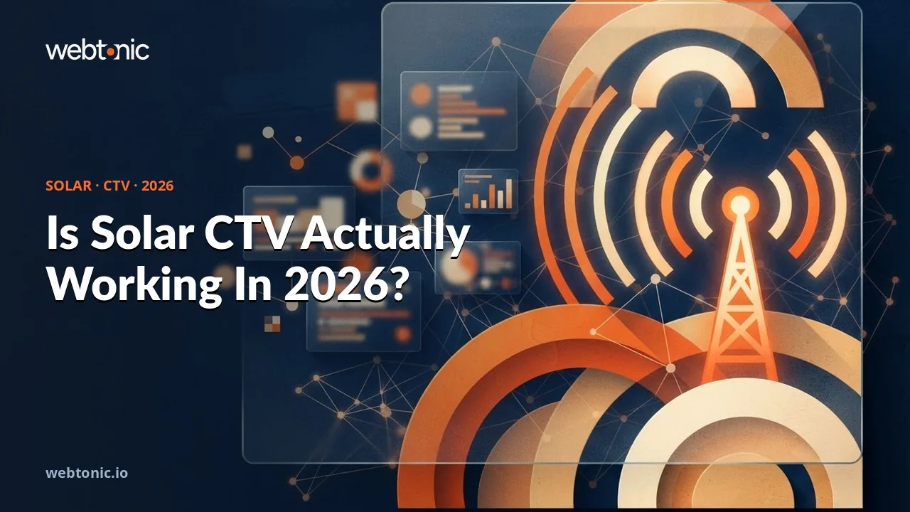 Solar CTV advertising statistics 2026 thumbnail showing residential solar installs falling to 995 MWdc in Q2 2026