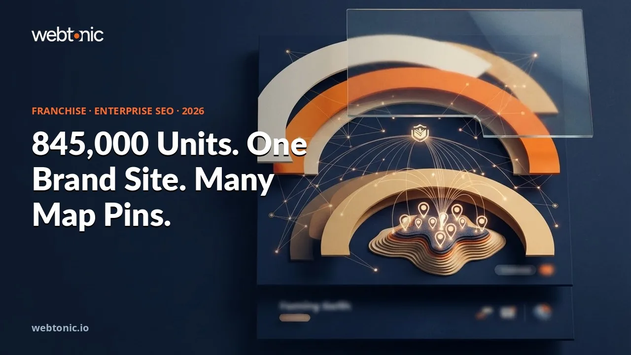 Franchise enterprise SEO benchmarks thumbnail showing multi-location brands appearing in the Google local 3-pack 35.9 percent of the time against 1.2 percent ChatGPT recommendations