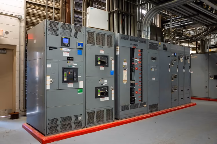Electrical switchgear lineup in a newly completed facility