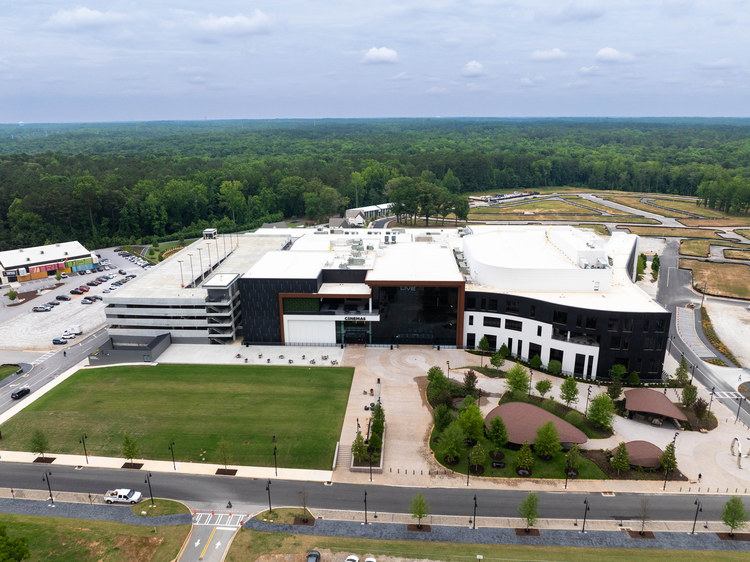 Aerial view of a commercial campus project served by Mallory & Evans