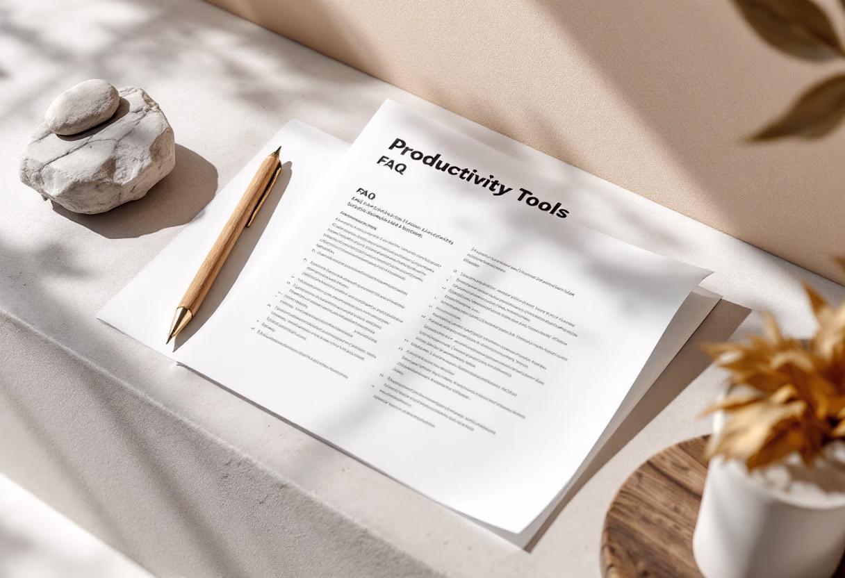 image of a document with faqs (for a productivity tools business)