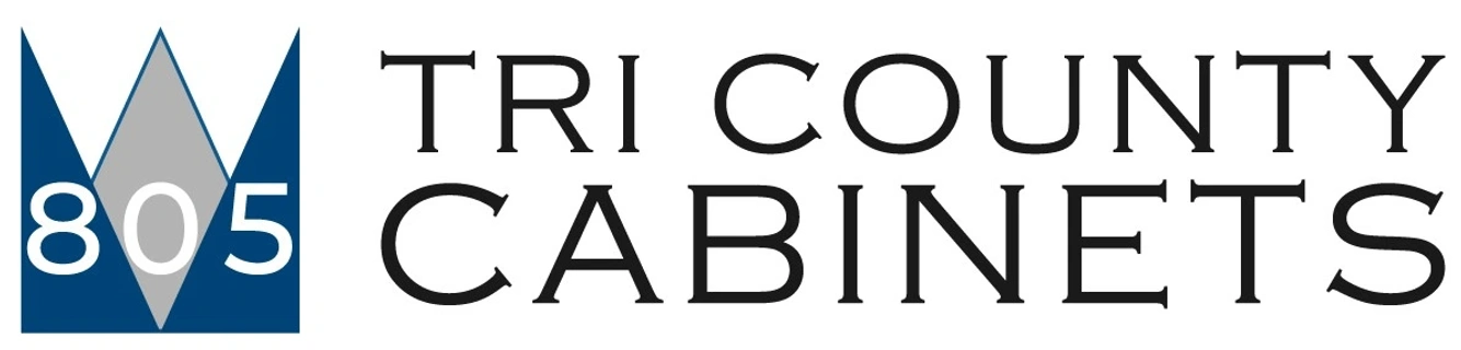 Logo with number 805 inside a blue and grey geometric shape, next to the text Tri County Cabinets.