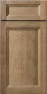 Wooden cabinet door with raised panel design and natural wood grain texture.