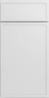 Plain white framed wall art with one small horizontal and one large vertical rectangle.