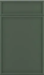 Simple green cabinet door with a raised rectangular panel design.